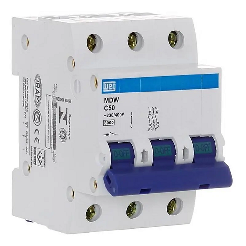 Disjuntor Din Tripolar 50 Amp MDWC