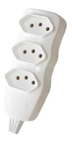 Tomada Em Barra C/ 3 Tomadas Fixas Branca Cor Branco
