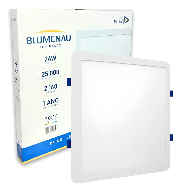 Painel Led Emb 24W Quadrado 30X30 6000K Blumenau
