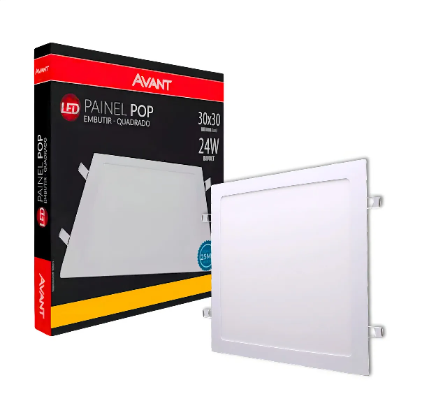 Painel Led Emb 24W Quadrado  30X30 3000K Avant