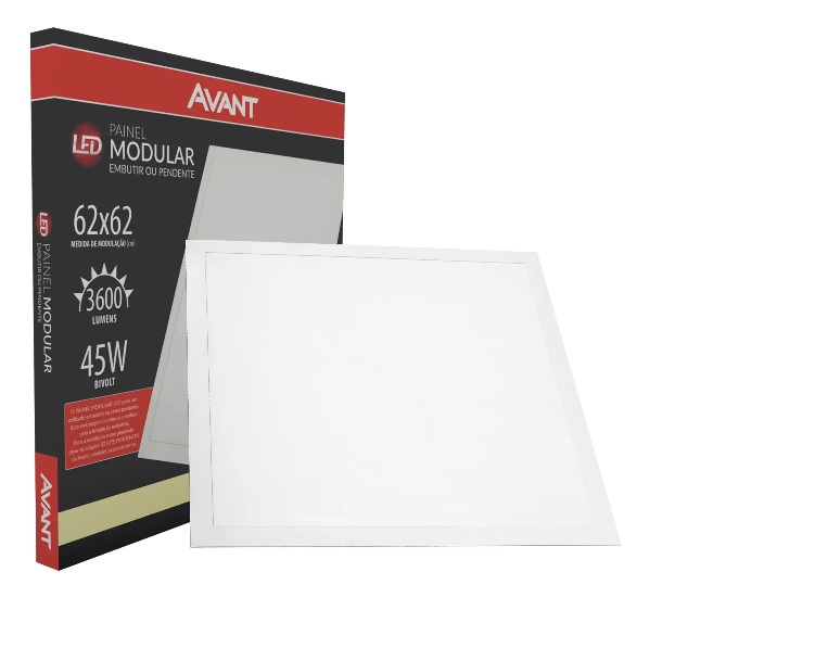 Painel Led Emb 45W Quadrado 62X62 3000K Avant