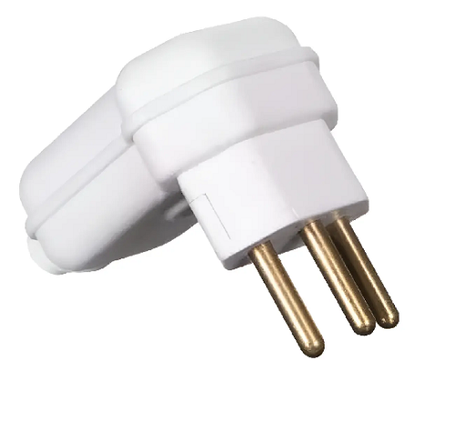 Plug Macho 2P+T 10A 90G Branco Margirius