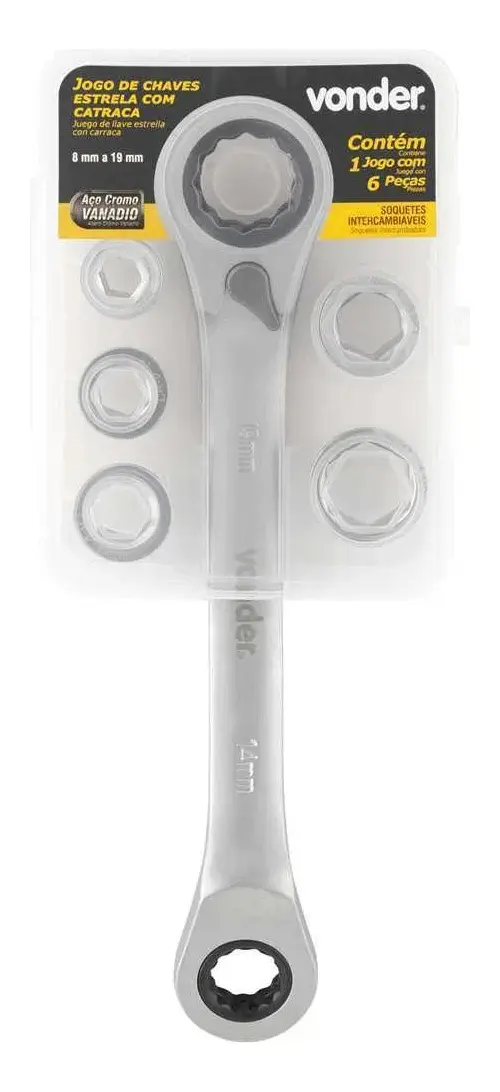 Chave Estrela 8-19MM Catraca Soquete Vonder