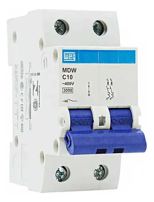 Disjuntor Din Bipolar  10 Amp MDWC