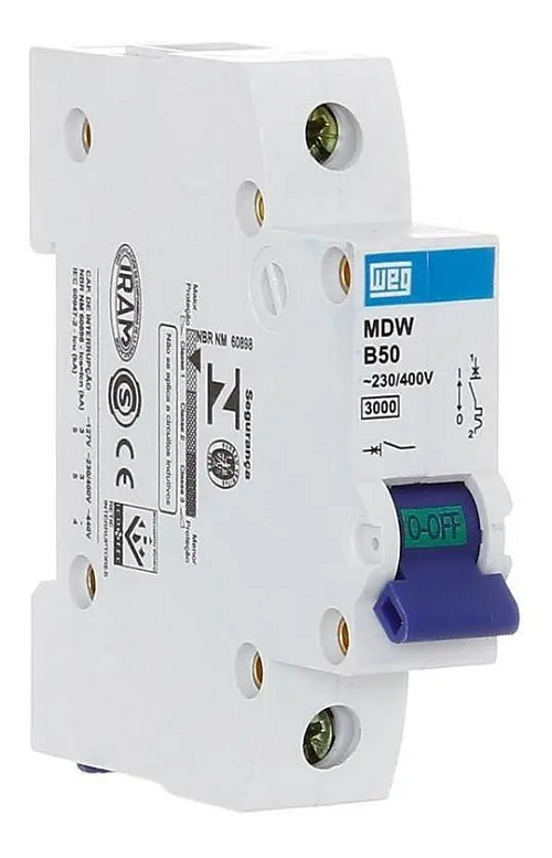 Disjuntor Din Unipolar 50 Amp MDWC