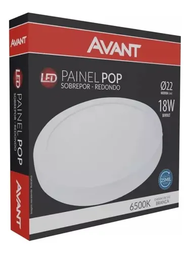 Painel Led Sob 18W Redondo 22X22 6500K AVANT