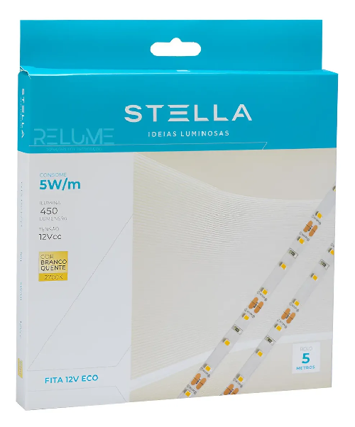 Fita Led 2700K 12V IP20 5W/M 5M Stella
