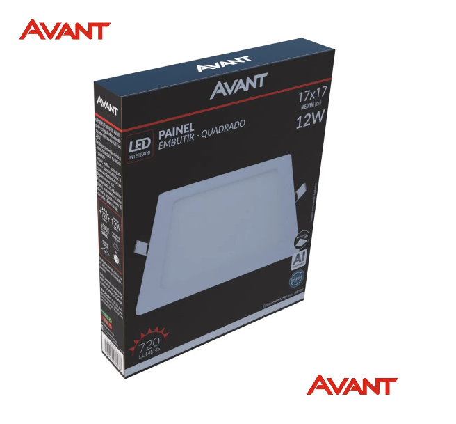 Painel Led Emb 12W Quadrado 17X17 6500K Avant
