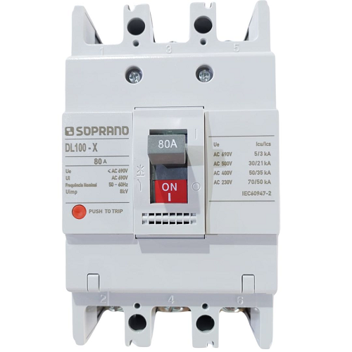 Disjuntor Caixa Mold 3X80A Padrao Soprano