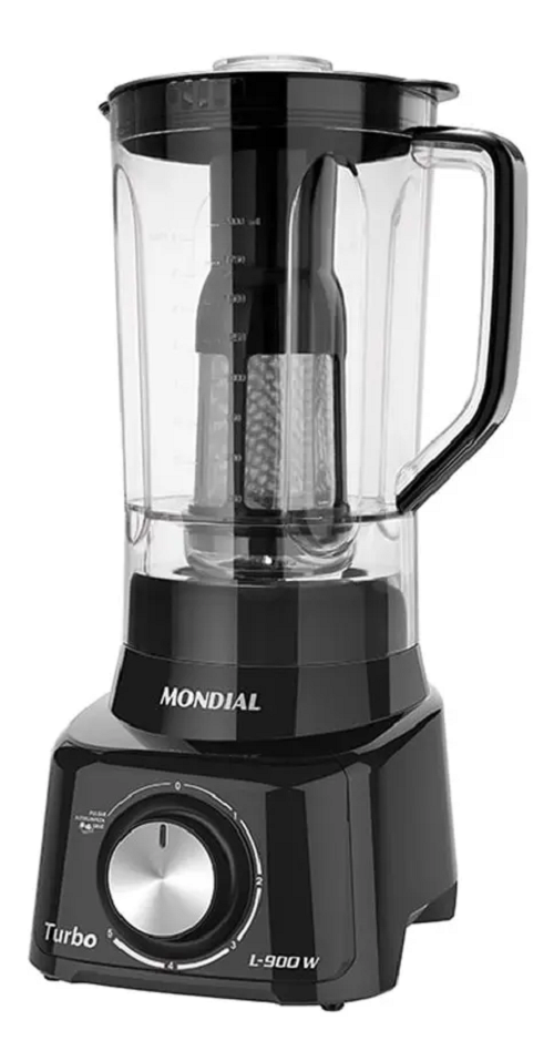 Liquidificador 5V 900W PT C/Filt. Mondial