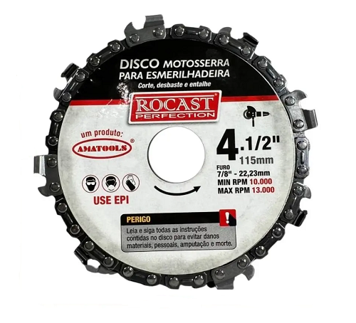 Disco Motossera P/Esmerilhadeira Rocast