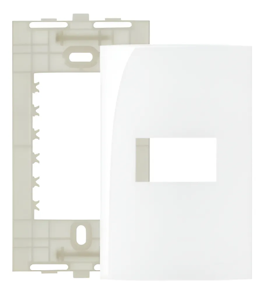 Placa 4X2 1 Módulo Horizontal C/ Suporte Sleek Branco Margirius