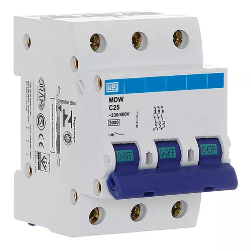 Disjuntor Din Tripolar 25 Amp MDWC