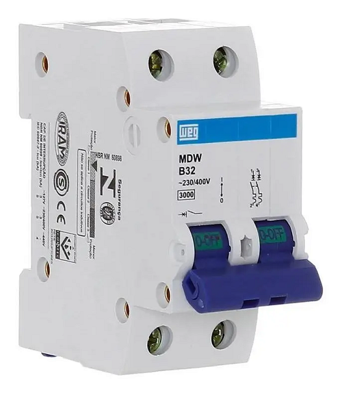 Disjuntor Din Bipolar  32 Amp MDWC