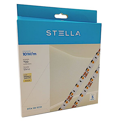 Fita Led 3000K 12V IP20 10W/M 5M Stella