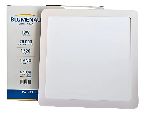 Painel Led Sob 18W Quadrado 22X22 6500K Blumenau