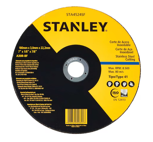 Disco Corte 7" X 7/8 Inox Stanley