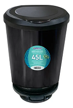 Lixeira Com Pedal Plástica Trava Saco 45l Preta Arqplast