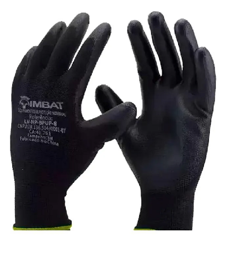 Luva Seg Helanca PU Preta 7P Imbat