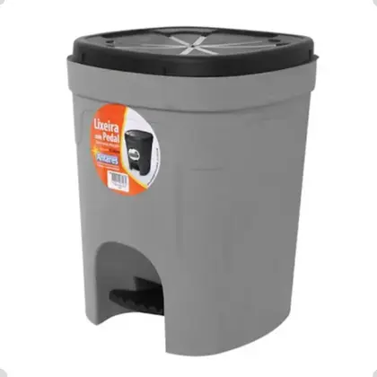 Lixeira Cinza C/ Pedal - 15litros Antares